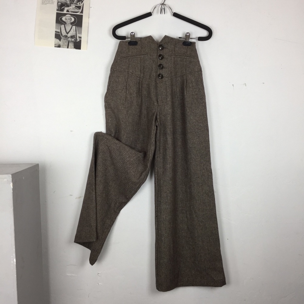 LUX Anthropology highwaist houndstooth twill pants